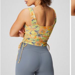 Fabletics Ruched Built in Bra Tank in Painted Marigold